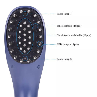 Electric Laser Hair Growth Comb Anti Hair Loss Massage Therapy Ions Vibration Red Blue Light Electric Laser Hair Growth