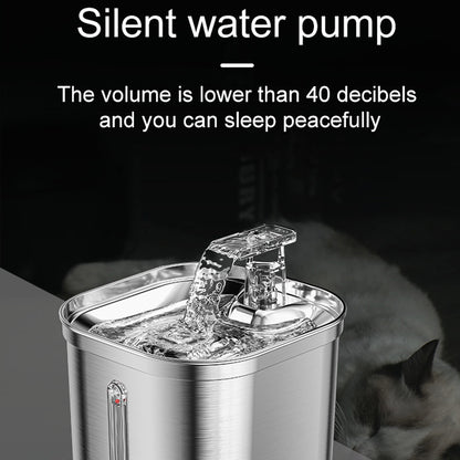 2.2L Pet Water Dispenser Stainless Steel Cat Water Fountain Automatic Circulation Electronic Pet Supplies Smart Drinking Bowl