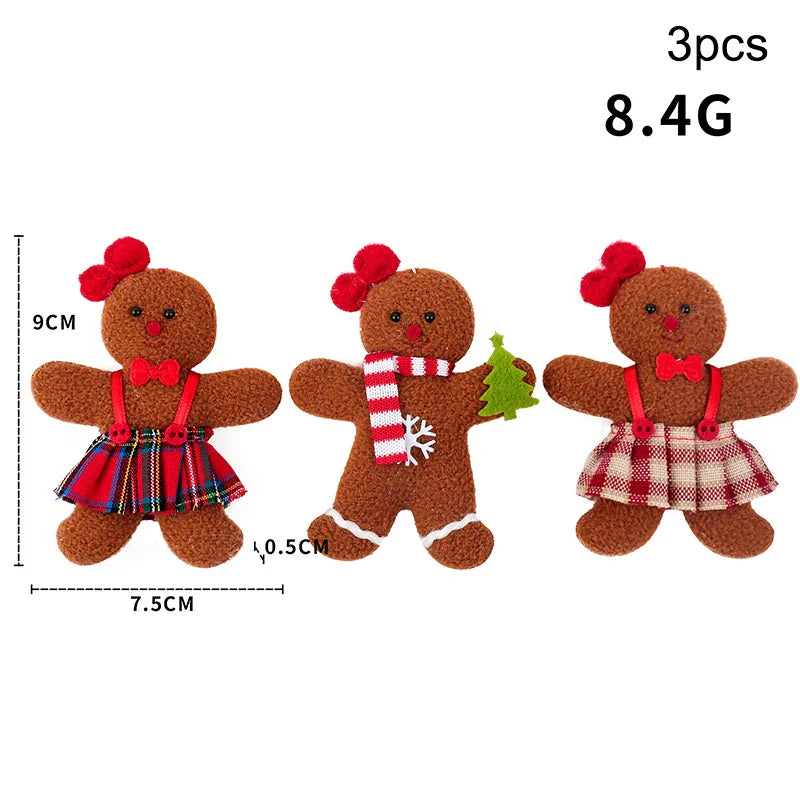 3PCS/Set Christmas Decoration Gingerbread Man Doll